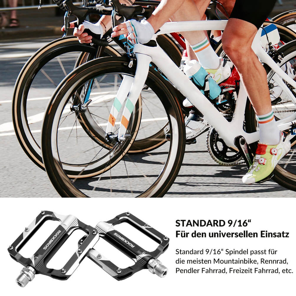 ROCKBROS Rennrad Pedale aus Aluminium, mit versiegeltem Lager, 9/16 Zoll Größe, erhältlich in 3 Farben.
