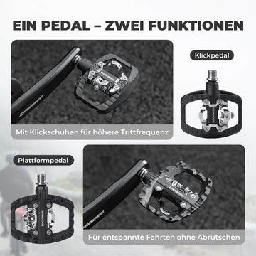 ROCKBROS SPD-Klickpedale & Plattformpedale 2-in-1 Leicht inkl. Cleats 9/16