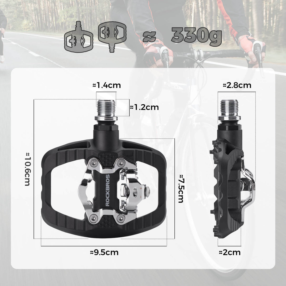 klickpedale dual ROCKBROS SPD-Klickpedale & Plattformpedale 2-in-1 Leicht inkl. Cleats 9/16