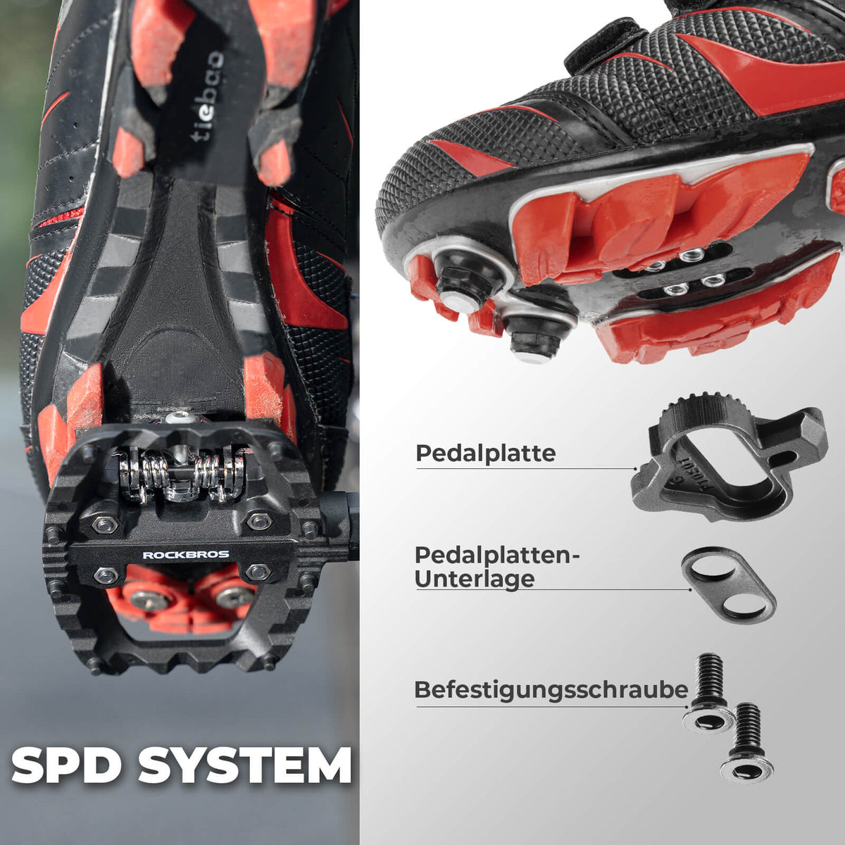 ROCKBROS SPD-Klickpedale & Plattformpedale 2-in-1 Leicht inkl. Cleats 9/16