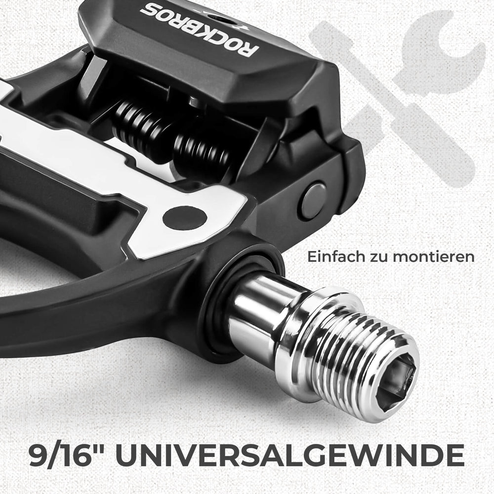 ROCKBROS SPD Pedale für Rennrad Wettkampf – Klickpedale mit Einstellbarer Spannung – SPD-kompatibel inkl. Cleats