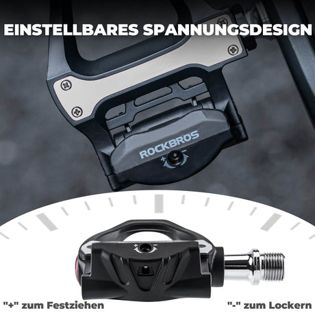 ROCKBROS SPD Pedale für Rennrad Wettkampf – Klickpedale mit Einstellbarer Spannung – SPD-kompatibel inkl. Cleats
