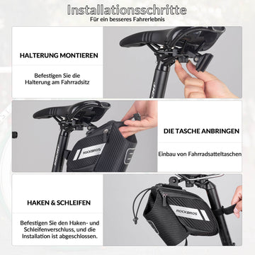 ROCKBROS Satteltasche Fahrradsitz Tasche mit Flaschenhalter Schwarz 1L – ROCKBROS-DE