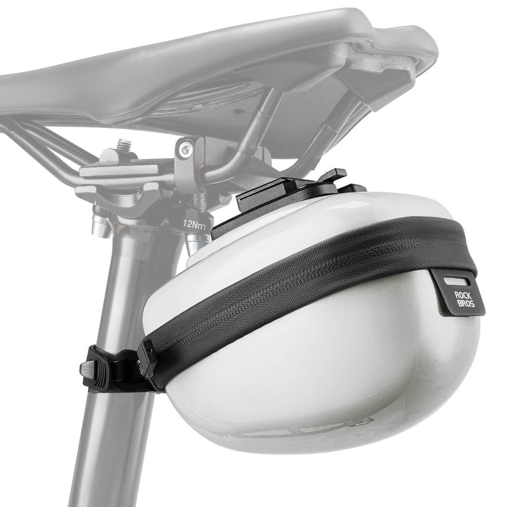 ROCKBROS Satteltaschen Hard Shell Reflektierend 0,4 L mit Halterung-Hellgrau
