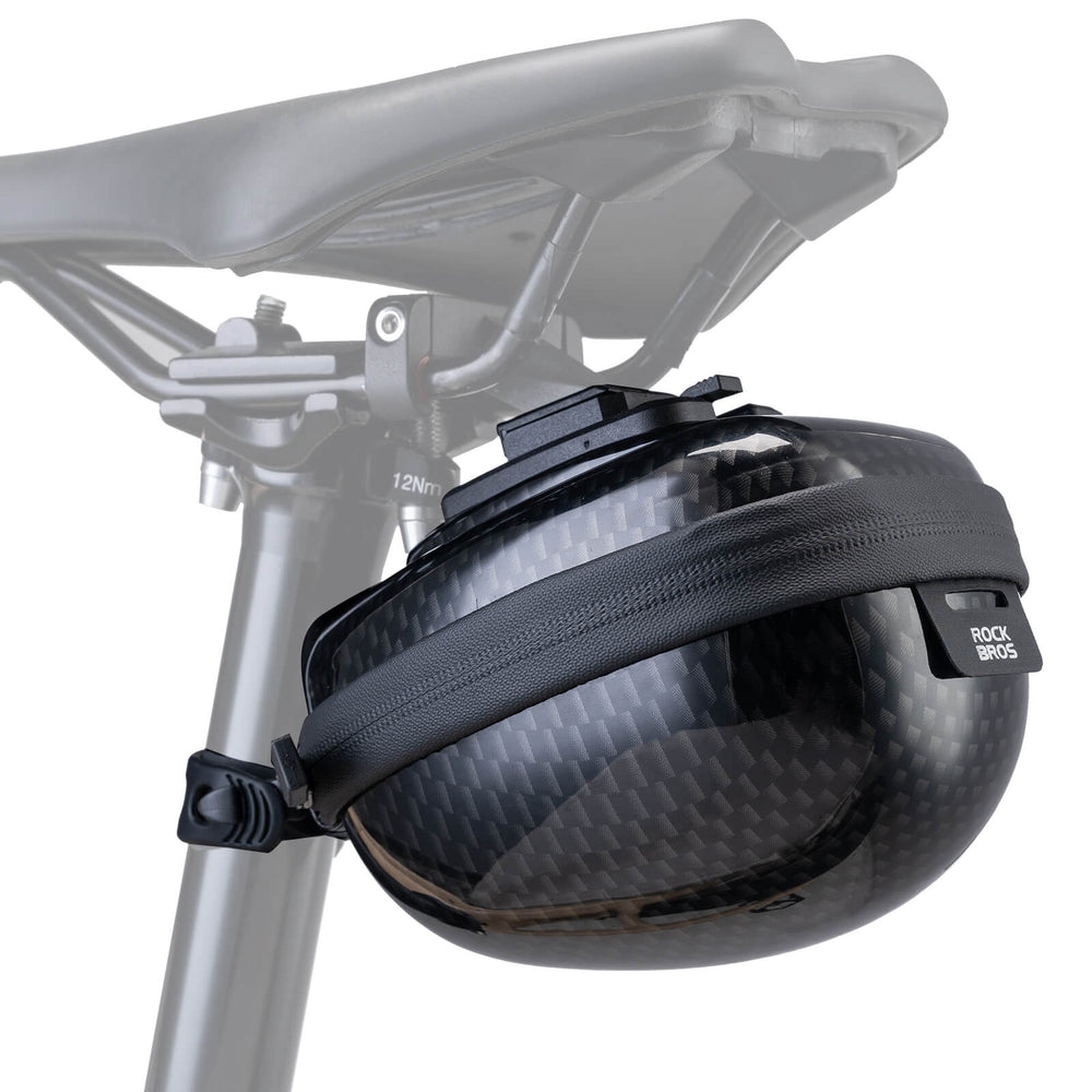 ROCKBROS Satteltaschen Hard Shell Reflektierend 0,4 L mit Halterung-Schwarz
