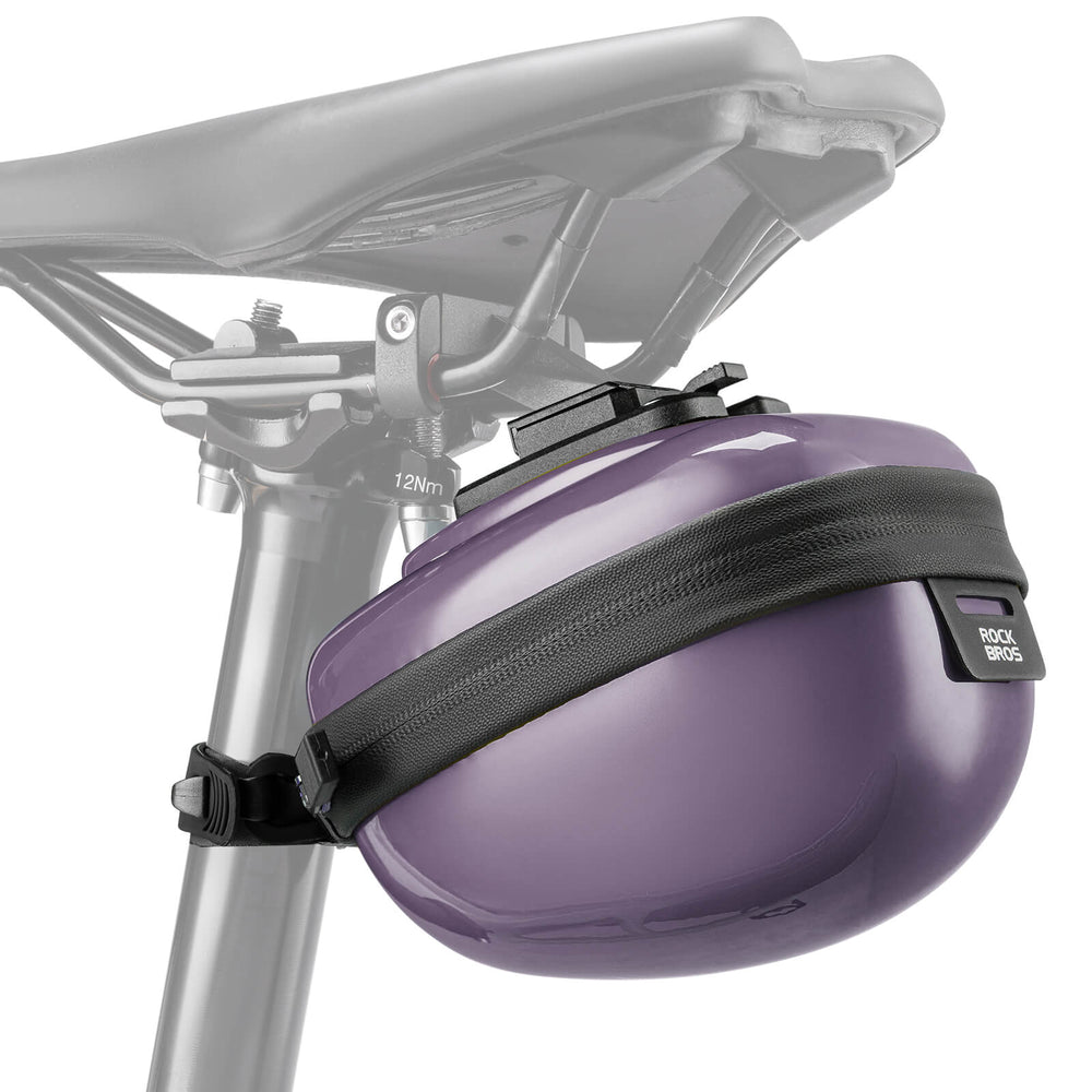 ROCKBROS Satteltaschen Hard Shell Reflektierend 0,4 L mit Halterung-Violett

