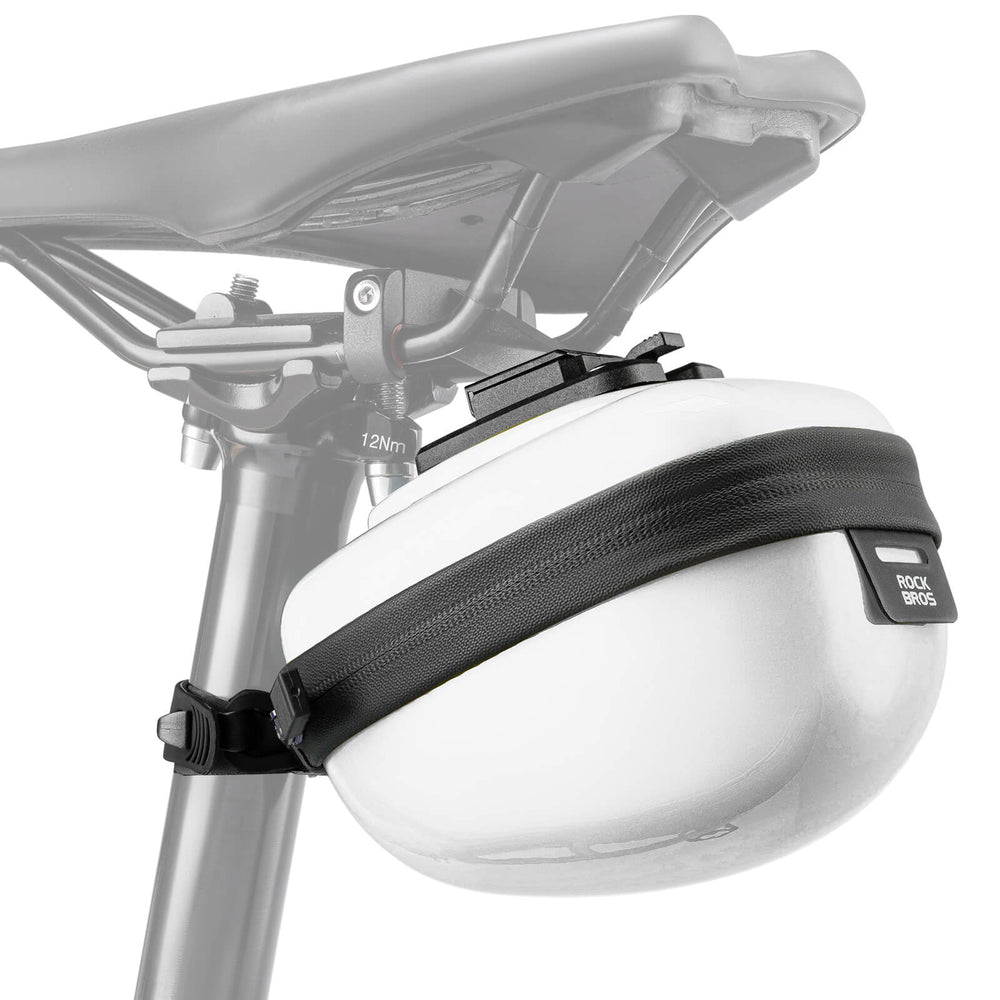 ROCKBROS Satteltaschen Hard Shell Reflektierend 0,4 L mit Halterung-Weiß