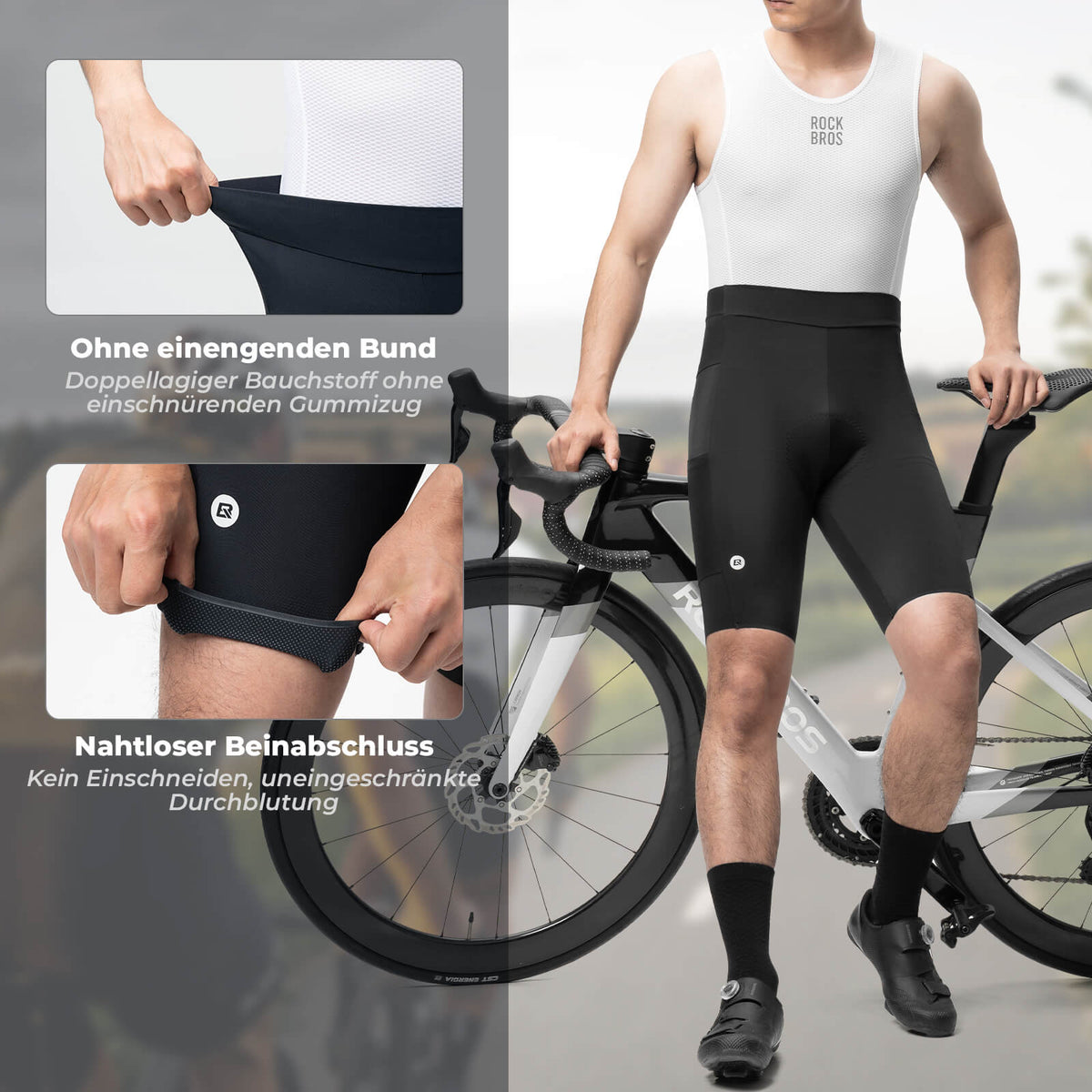 fahrradhose rennrad Schnelltrocknende Kurz Fahrradhose Gepolstert Herren Sommer – ROCKBROS-DE