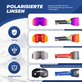 ROCKBROS Skibrille Schneebrille Polarisierte Helmkompatible Sportbrille Skifahren
