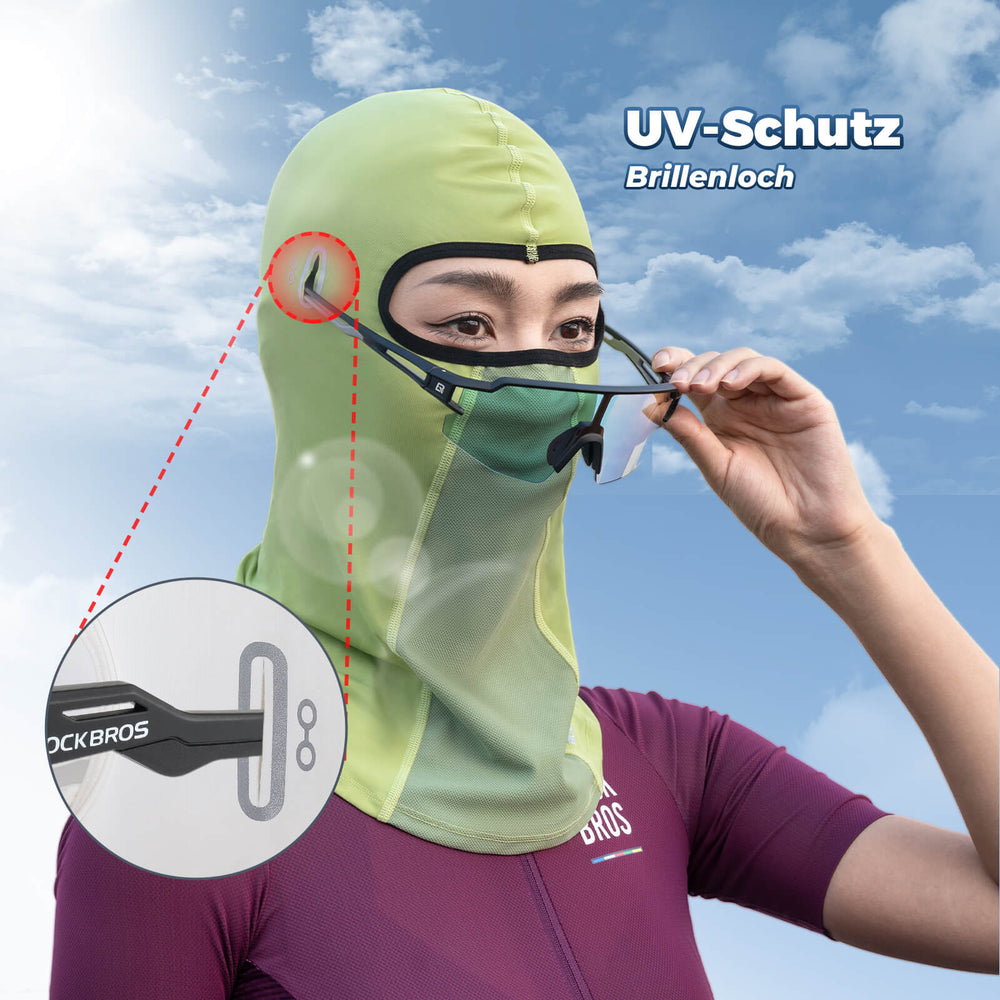 ROCKBROS Sommer Sturmhaube UPF40+ Balaclava Gesichtsmaske Schnelltrocknend-Grün