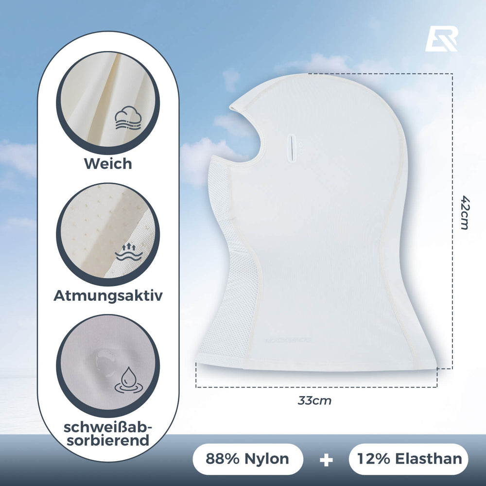 ROCKBROS Sommer Sturmhaube UPF40+ Balaclava Gesichtsmaske Schnelltrocknend-Weiß
