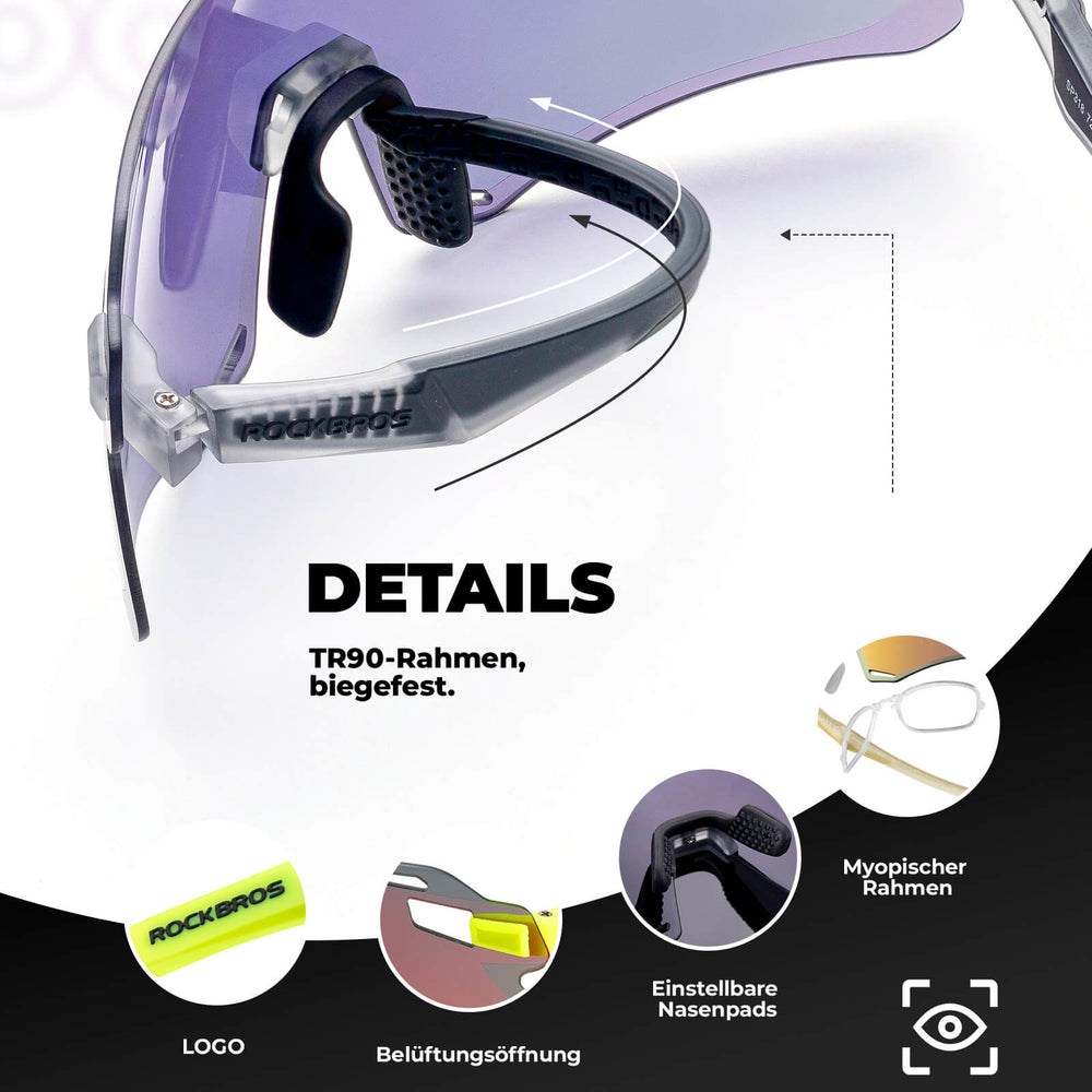 ROCKBROS Sonnenbrille Winddichte Fahrradbrille für Outdoor-Sportarten- Rot-Gold