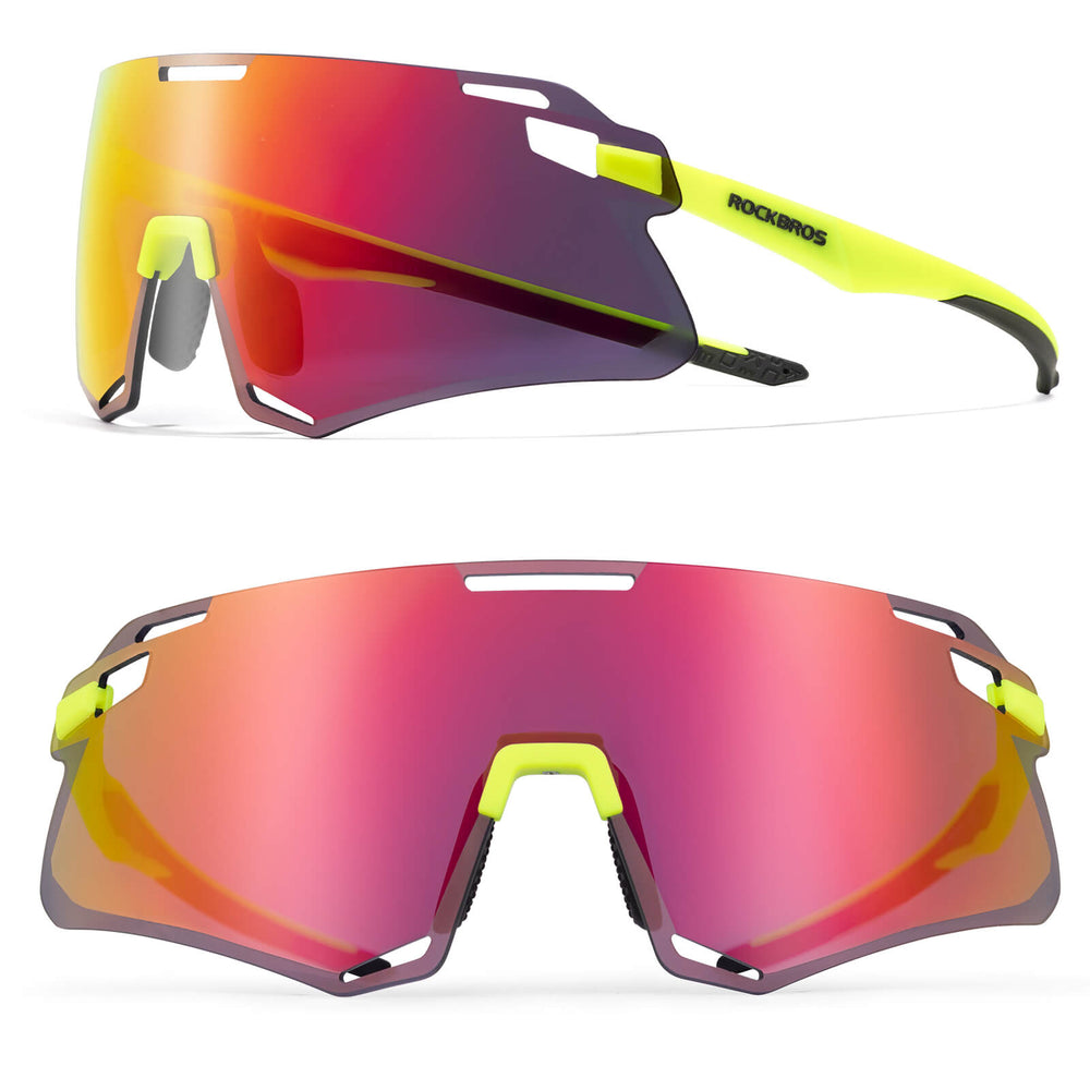 ROCKBROS Sonnenbrille Winddichte Fahrradbrille für Outdoor-Sportarten- Rot-Gold