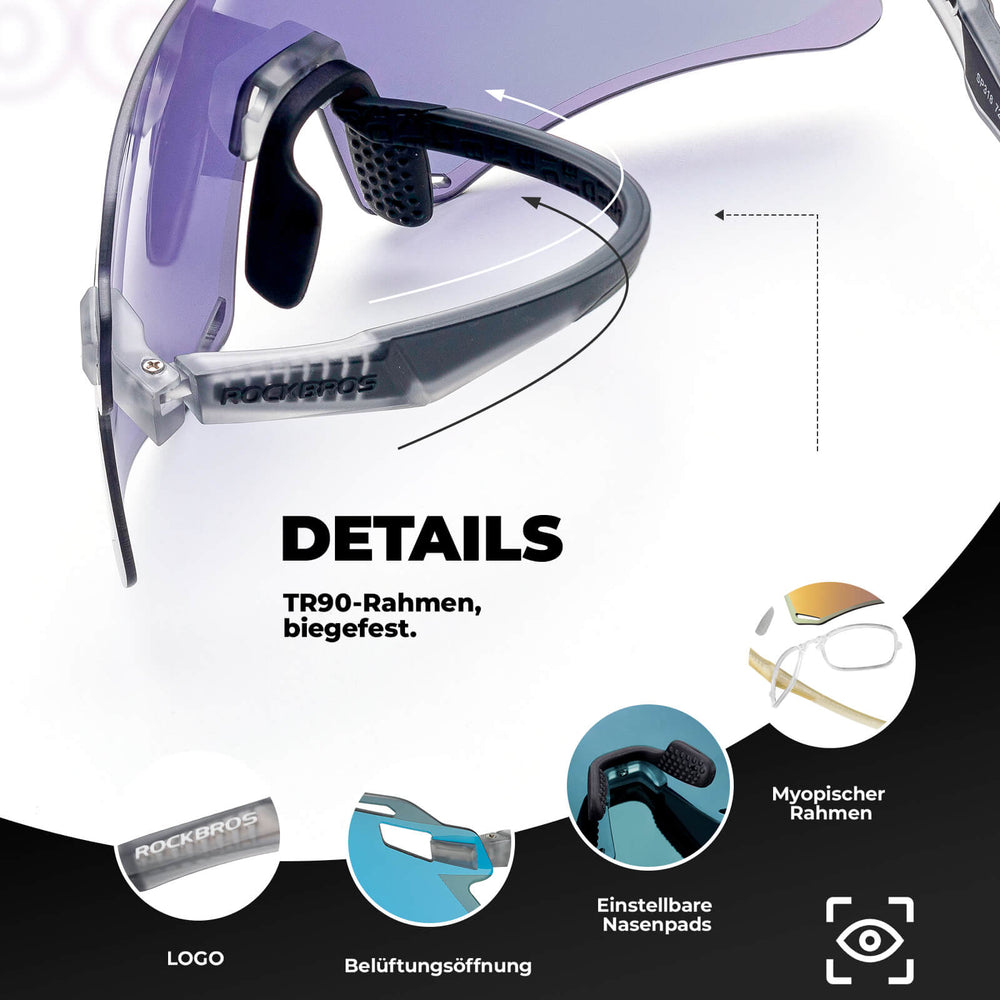 ROCKBROS Sonnenbrille Winddichte Fahrradbrille für Outdoor-Sportarten- Blau-Weiß