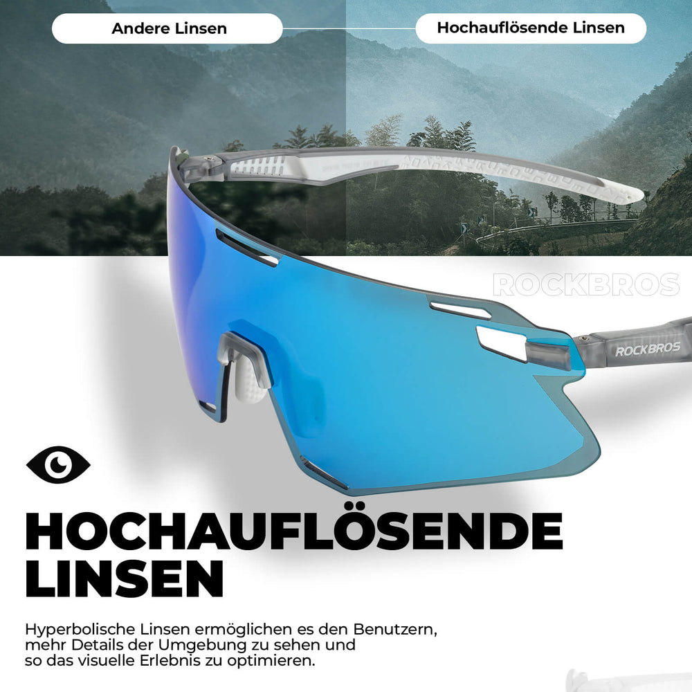 ROCKBROS Sonnenbrille Winddichte Fahrradbrille für Outdoor-Sportarten- Blau-Weiß