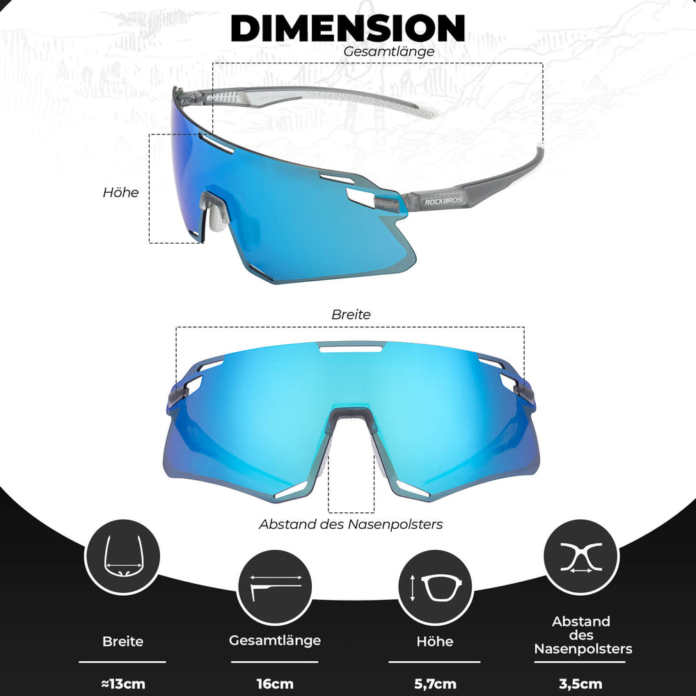 ROCKBROS Sonnenbrille Winddichte Fahrradbrille für Outdoor-Sportarten- Blau-Weiß