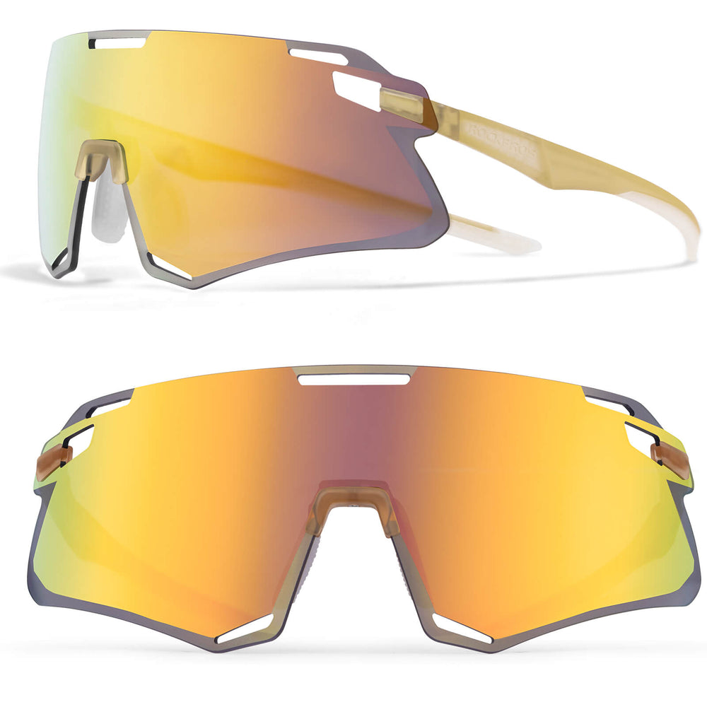 ROCKBROS Sonnenbrille Winddichte Fahrradbrille für Outdoor-Sportarten- Gold