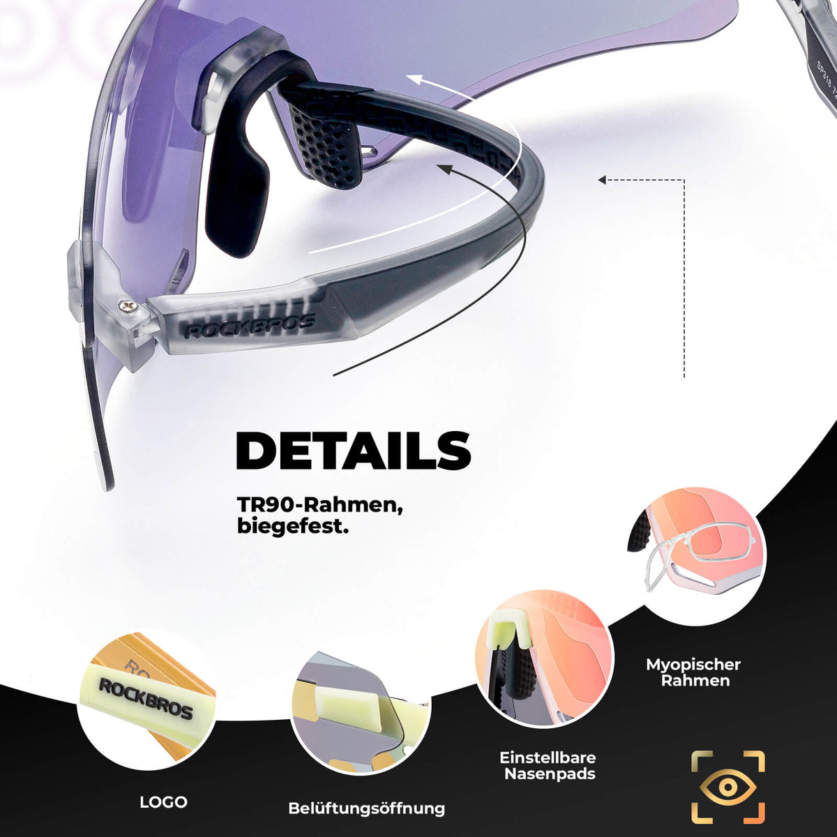 Aerodynamische Sportbrille gegen Wind – ROCKBROS-DE