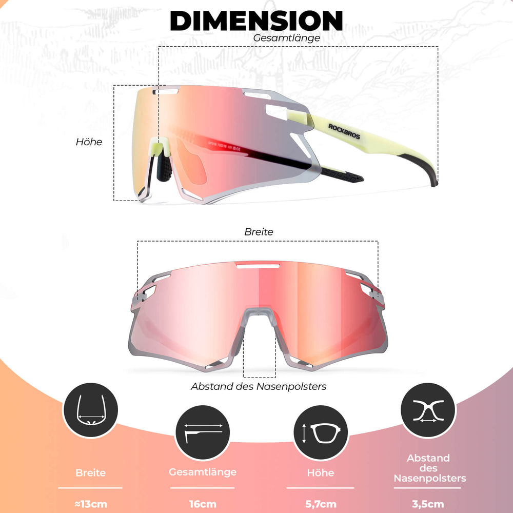 ROCKBROS Sonnenbrille Winddichte Fahrradbrille für Outdoor-Sportarten- Hellgelb