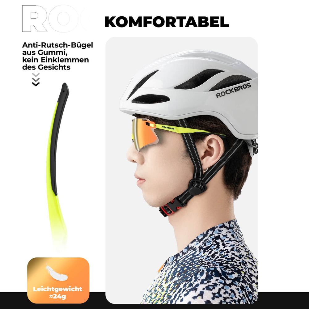 ROCKBROS Sonnenbrille Winddichte Fahrradbrille für Outdoor-Sportarten- Hellgelb