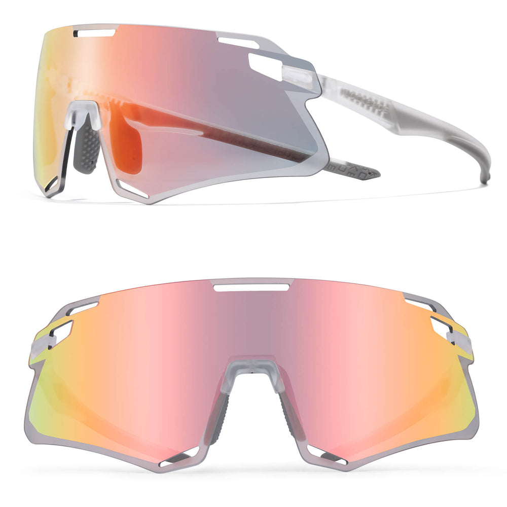 ROCKBROS Sonnenbrille Winddichte Fahrradbrille für Outdoor-Sportarten- Selbsttönend Rot