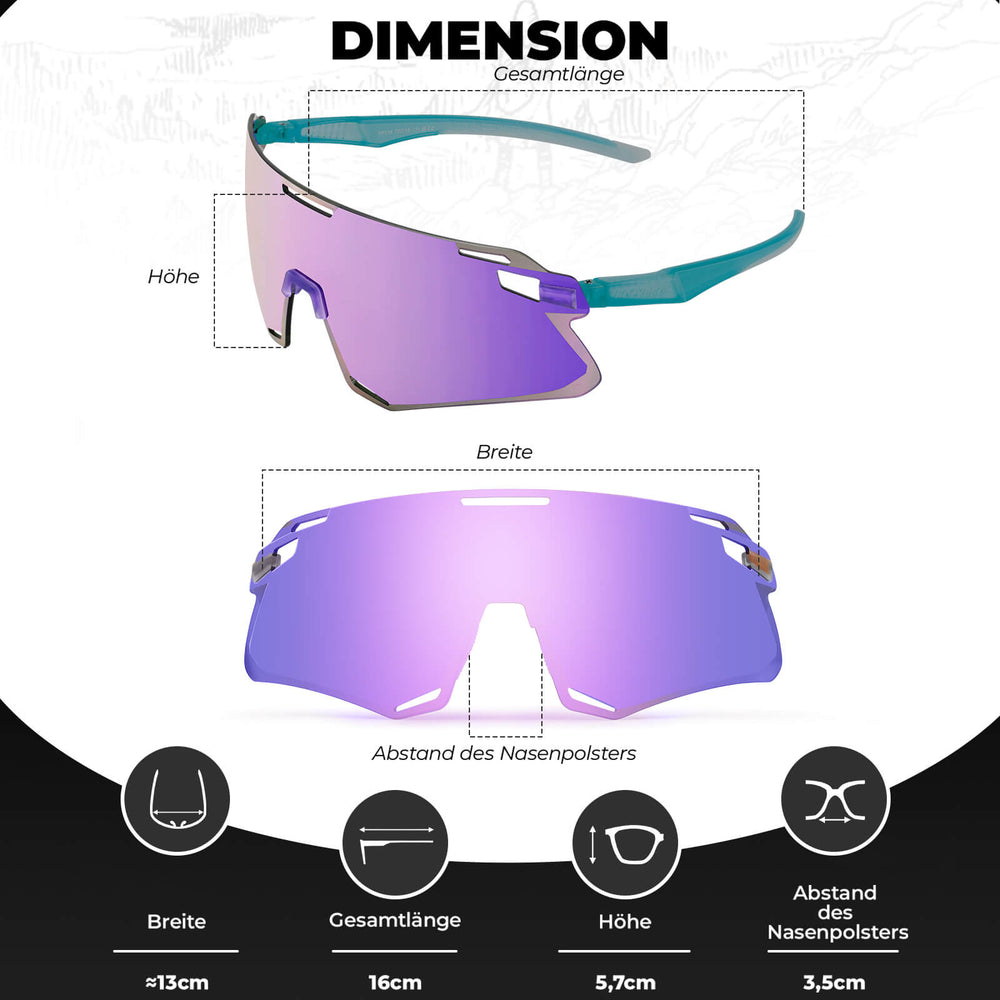 ROCKBROS Sonnenbrille Winddichte Fahrradbrille für Outdoor-Sportarten- Violett-Grün