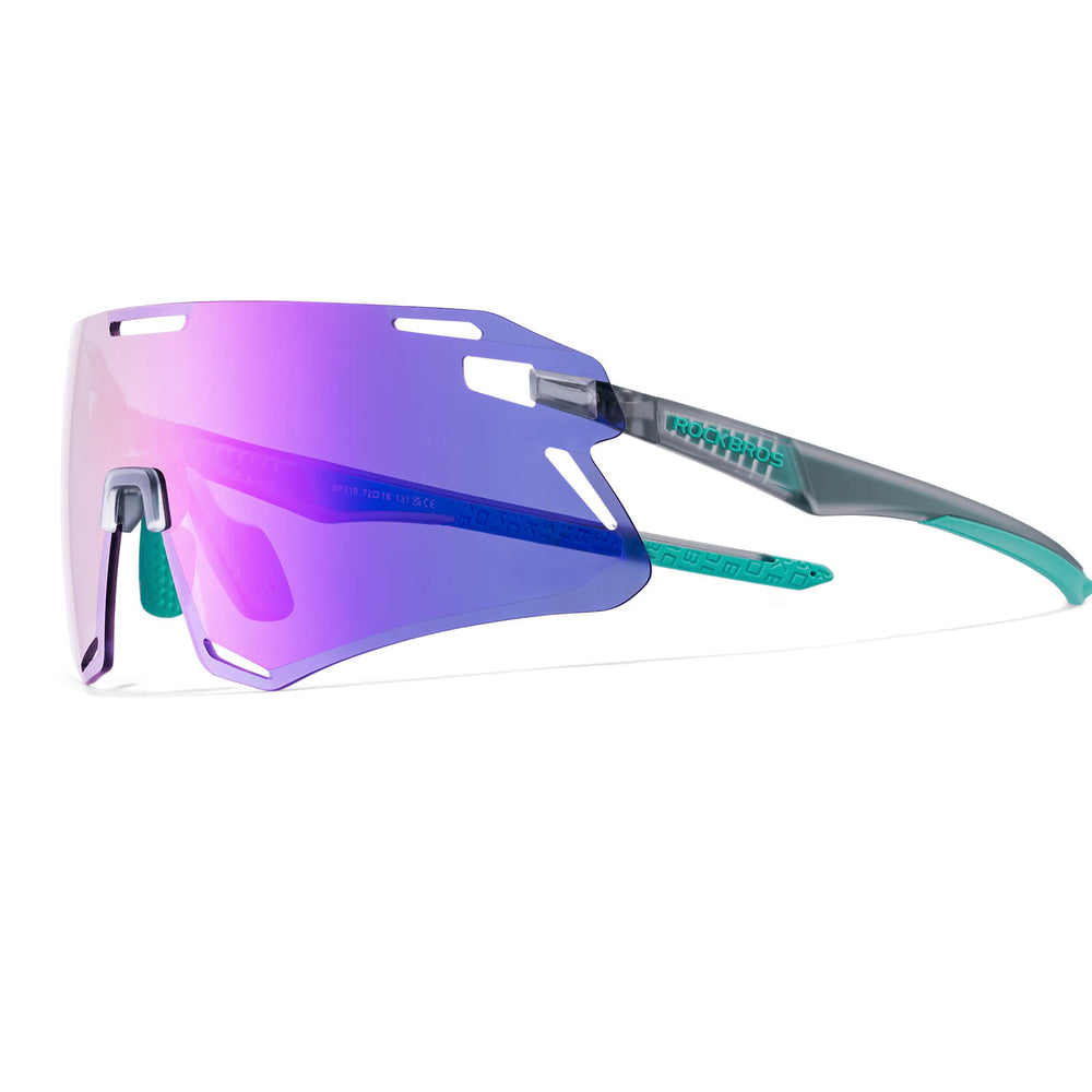 ROCKBROS Sonnenbrille Winddichte Fahrradbrille für Outdoor-Sportarten- Violett-Grün