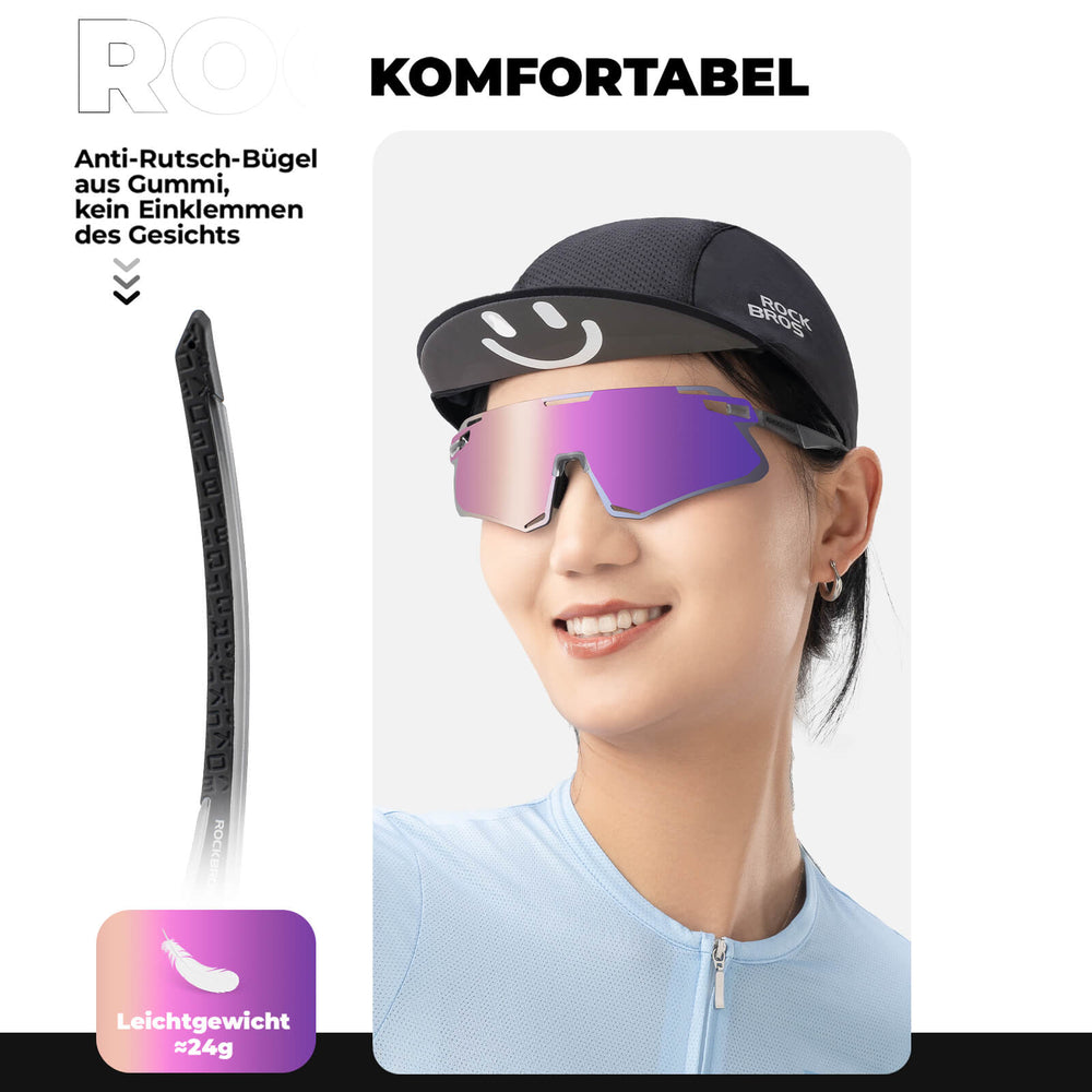 ROCKBROS Sonnenbrille Winddichte Fahrradbrille für Outdoor-Sportarten- Violett