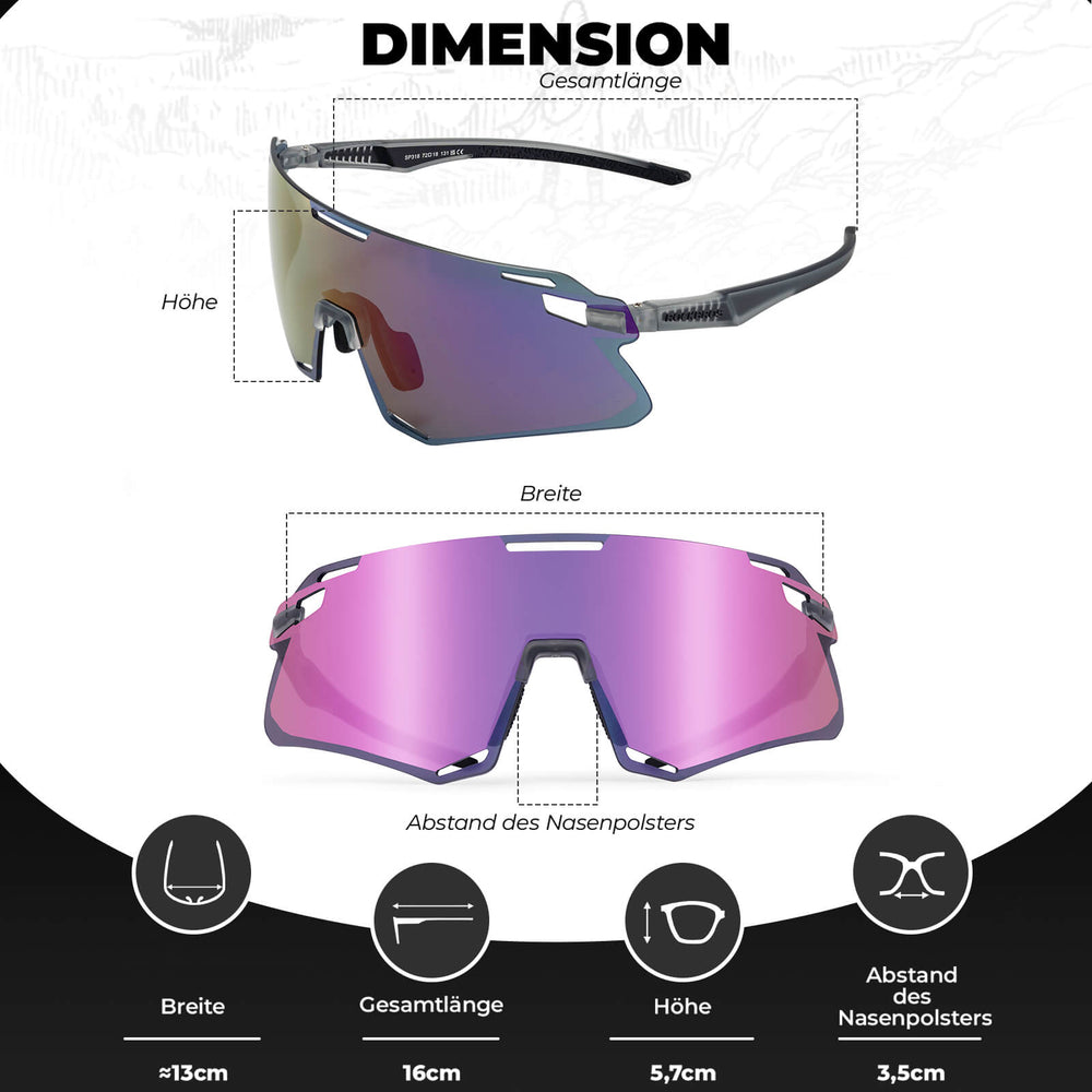 ROCKBROS Sonnenbrille Winddichte Fahrradbrille für Outdoor-Sportarten- Violett