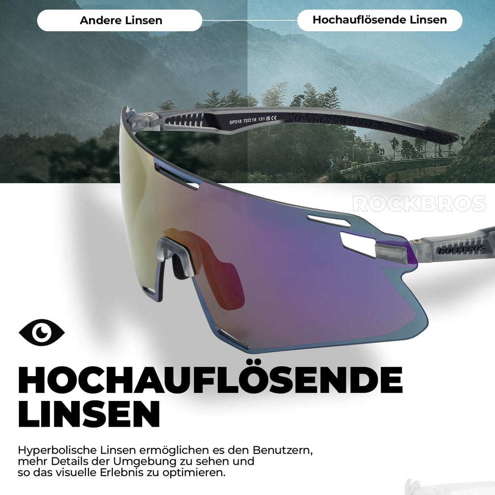 ROCKBROS Sonnenbrille Winddichte Fahrradbrille für Outdoor-Sportarten- Violett