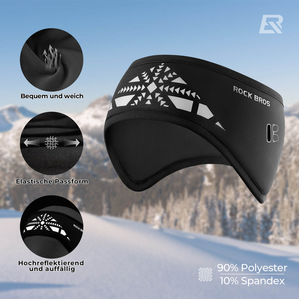 ROCKBROS Elastisches Winter Stirnband mit Klettverschluss Ohrenwärmer Unisex - ROCKBROS-EU