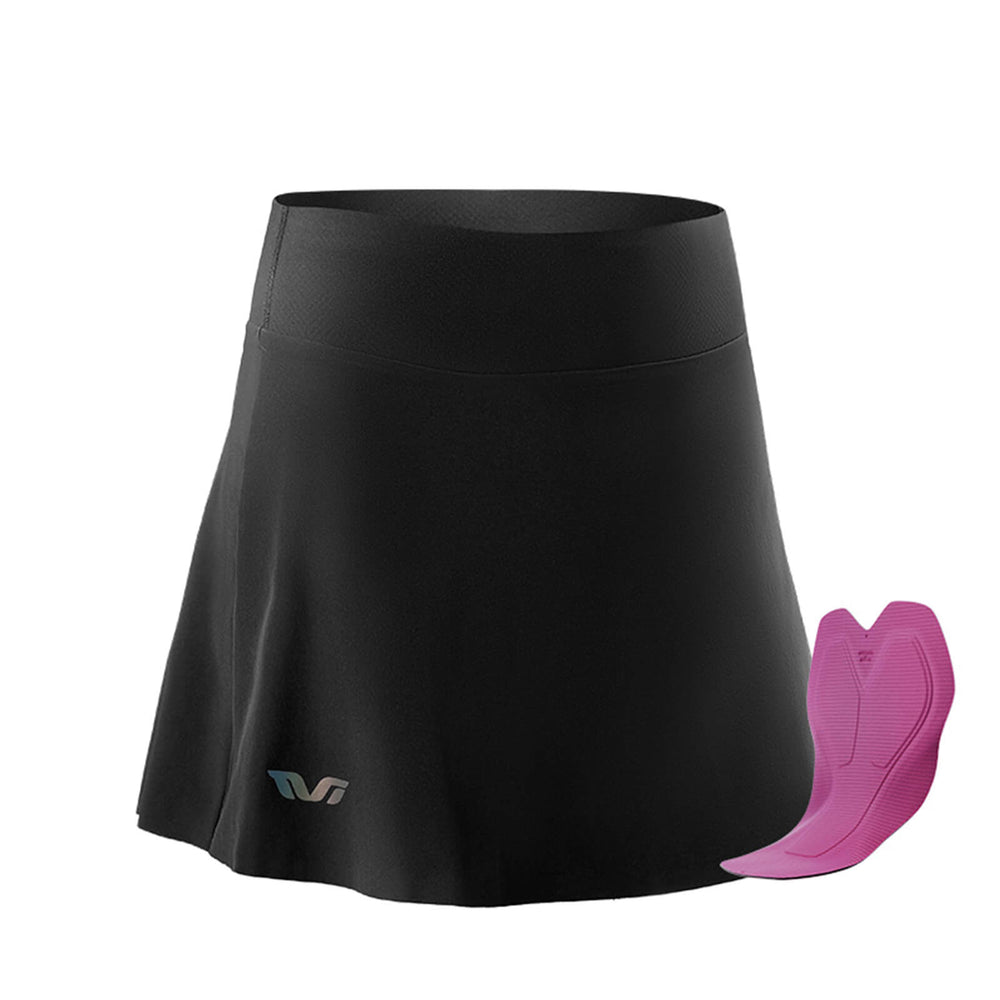 ROCKBROS TVI 2 in 1 Fahrradrock Kurze Gepolstert Radlerhose mit Tasche Damen-Schwarz (mit Sitzpolster)