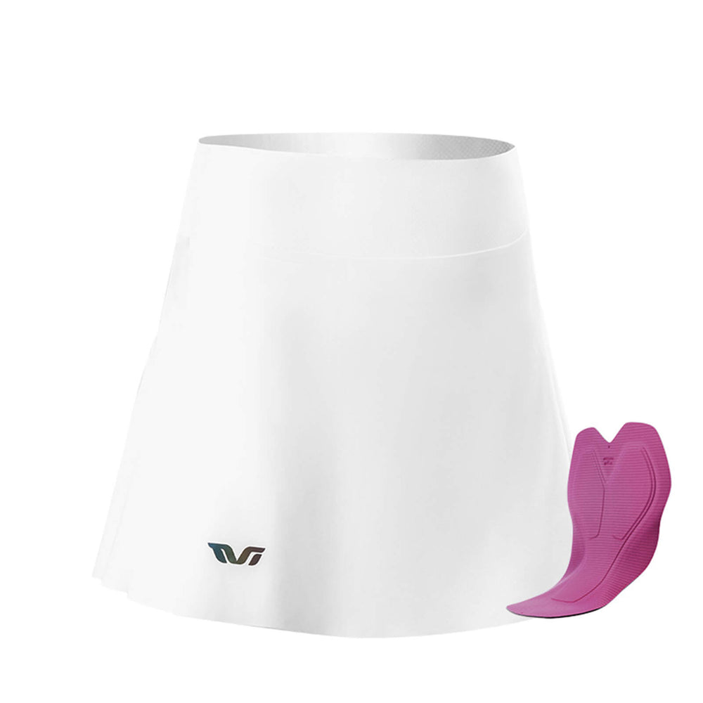 ROCKBROS TVI 2 in 1 Fahrradrock Kurze Gepolstert Radlerhose mit Tasche Damen-Weiß (mit Sitzpolster)