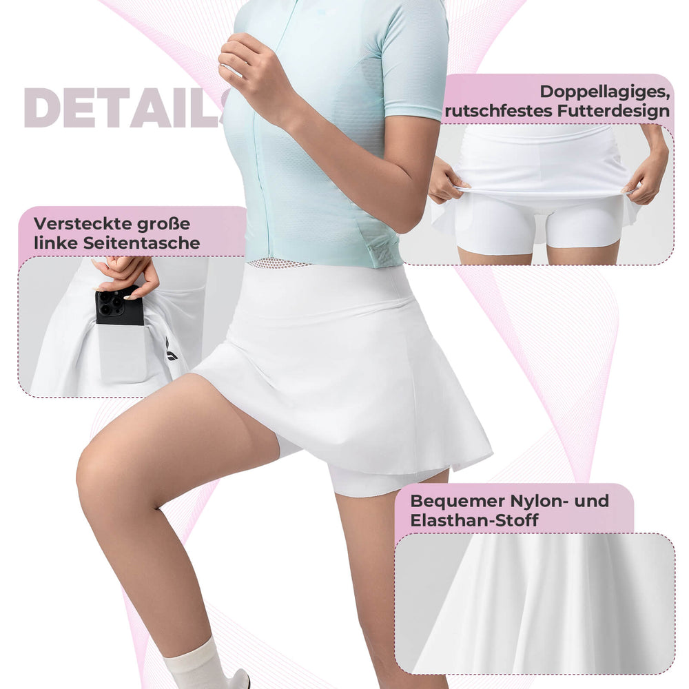 ROCKBROS TVI 2 in 1 Fahrradrock Kurze Gepolstert Radlerhose mit Tasche Damen