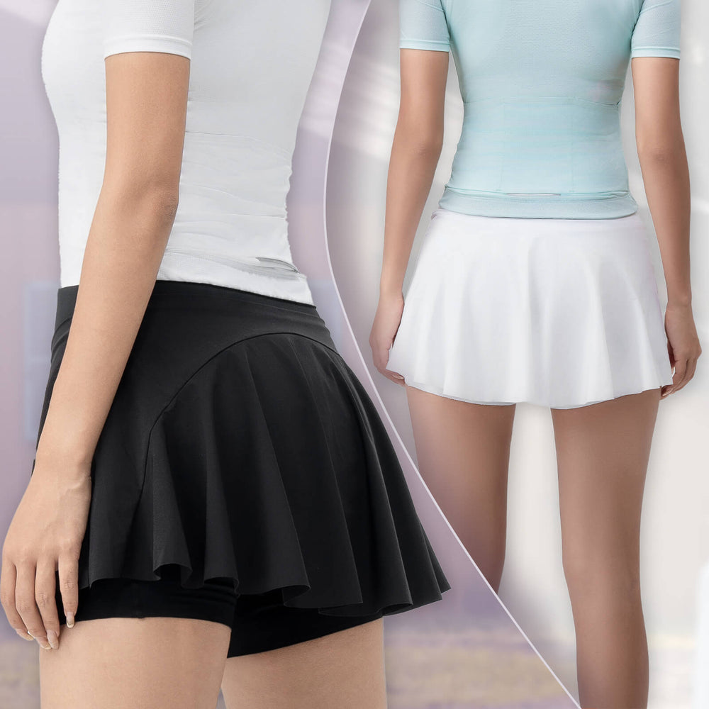 ROCKBROS TVI 2 in 1 Fahrradrock Kurze Gepolstert Radlerhose mit Tasche Damen-Schwarz