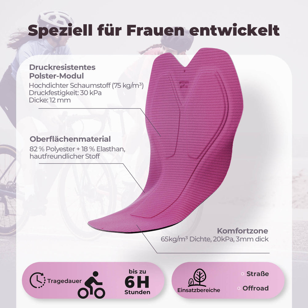 ROCKBROS TVI 2 in 1 Fahrradrock Kurze Gepolstert Radlerhose mit Tasche Damen