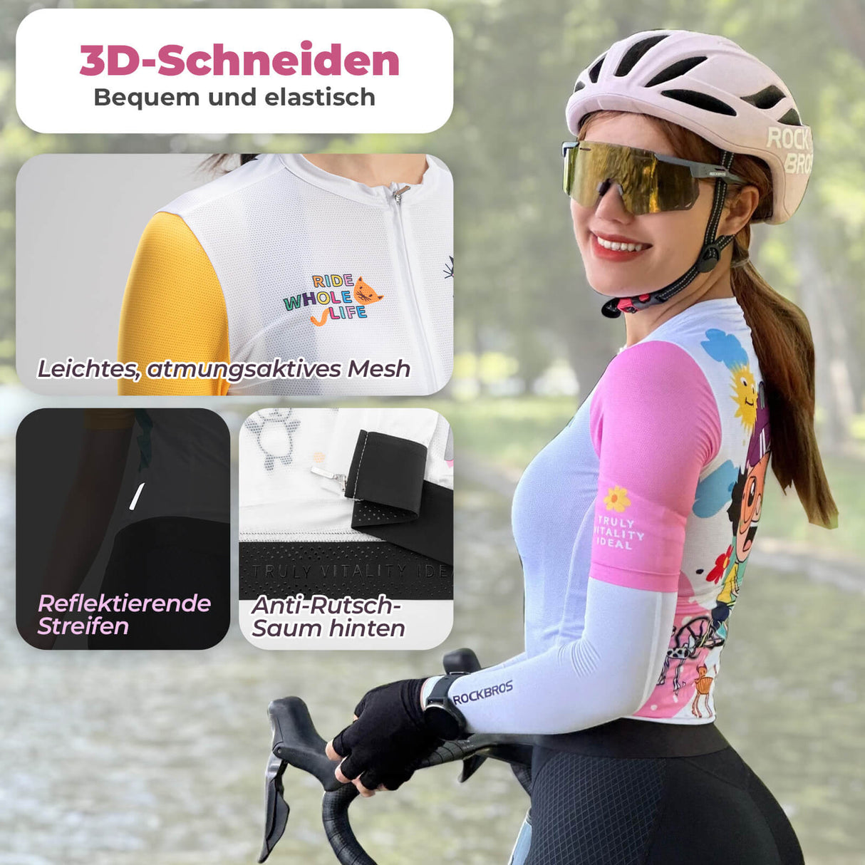 ROCKBROS TVI Damen Kurzarm-Radtrikot Fahrradbekleidung Schnelltrocknend