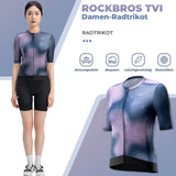 ROCKBROS TVI Damen Kurzarm-Radtrikot Sommer Schnelltrocknend mit 3 Taschen