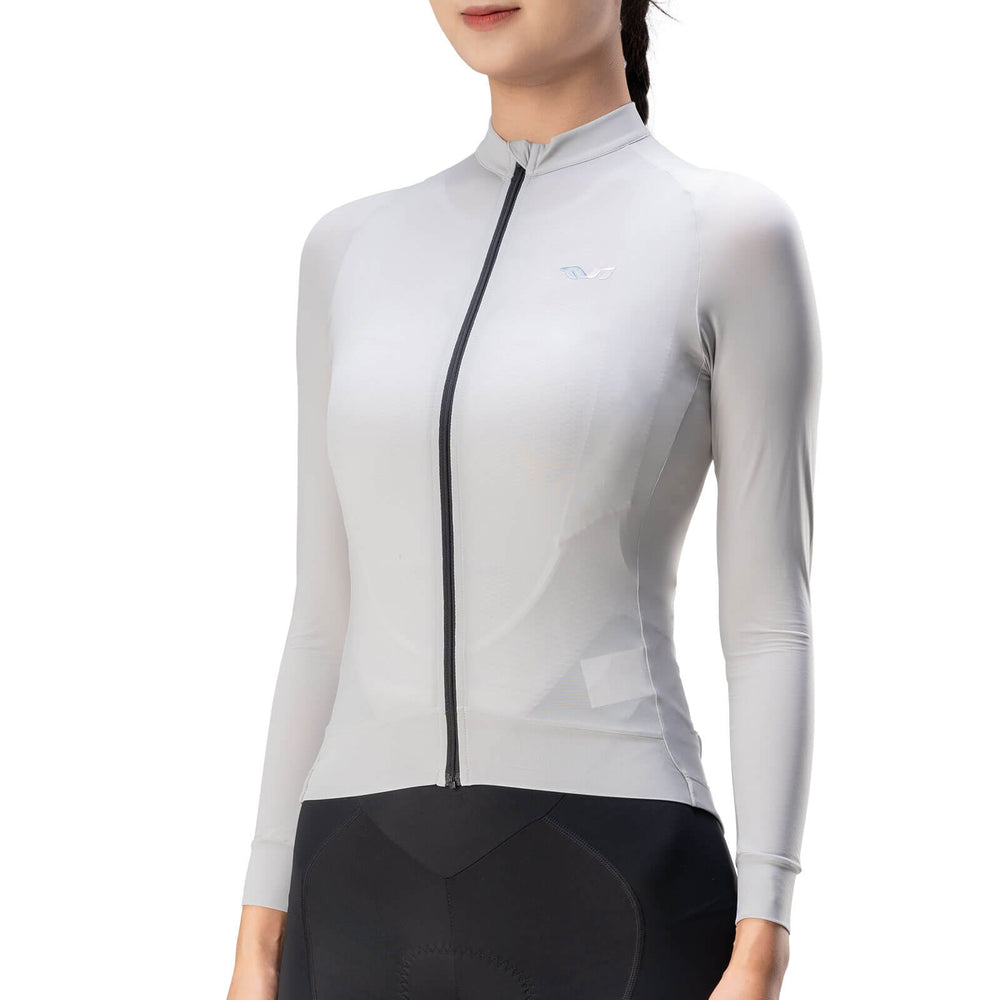 ROCKBROS TVI Damen Langarm-Radtrikot Fahrrad Jersey für MTB & Rennrad-Grau