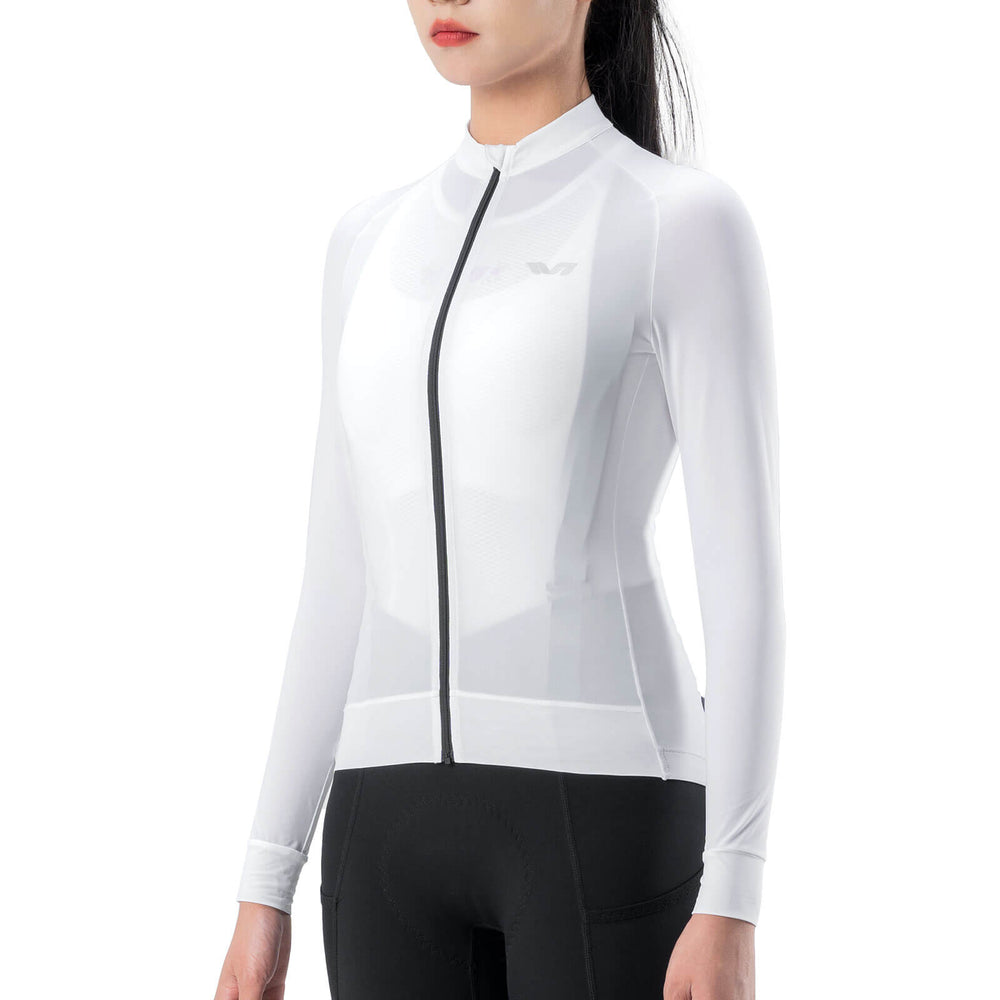 ROCKBROS TVI Damen Langarm-Radtrikot Fahrrad Jersey für MTB & Rennrad-Weiß
