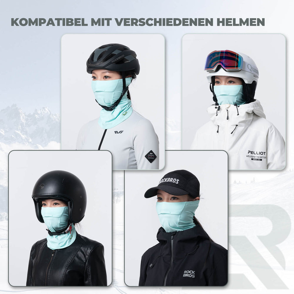ROCKBROS TVI Damen Sturmhaube Balaclava mit Pferdeschwanz-Öffnung Warm Grün