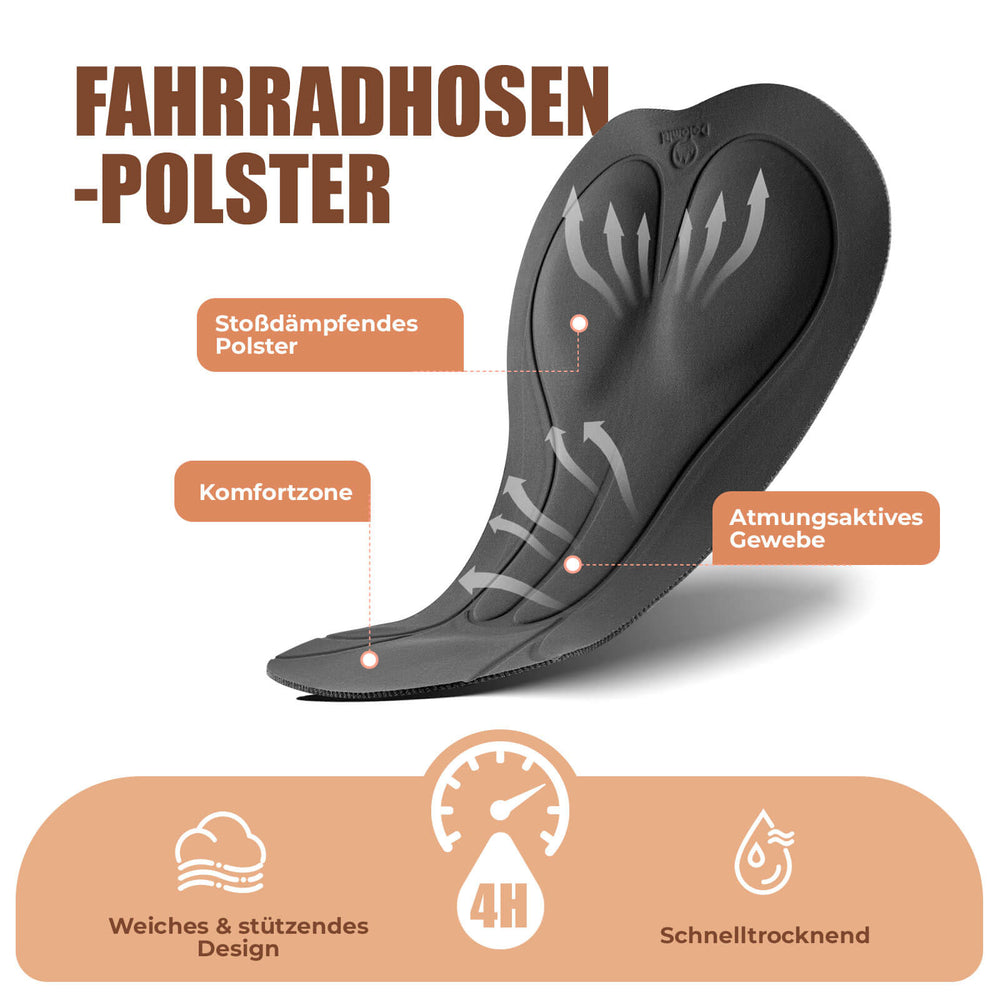 ROCKBROS TVI Lange Trägerhose Fahrradhose mit Sitzpolster Abnehmbare