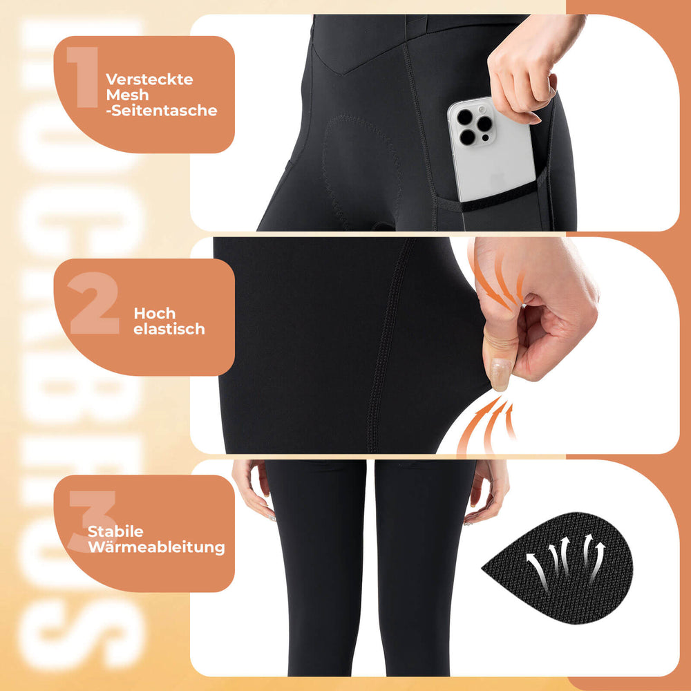 ROCKBROS TVI Lange Trägerhose Fahrradhose mit Sitzpolster Abnehmbare