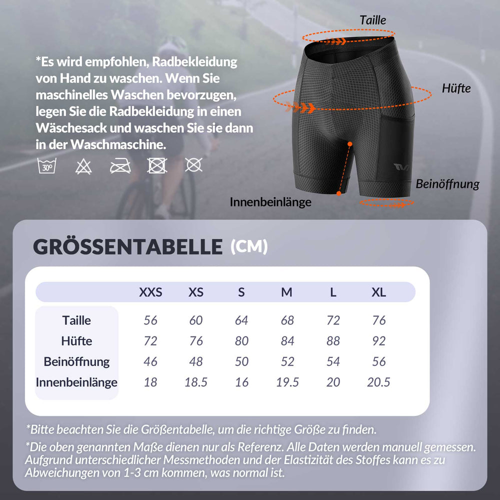 ROCKBROS TVI Radlerhose Damen Gepolstert mit Tasche Atmungsaktive