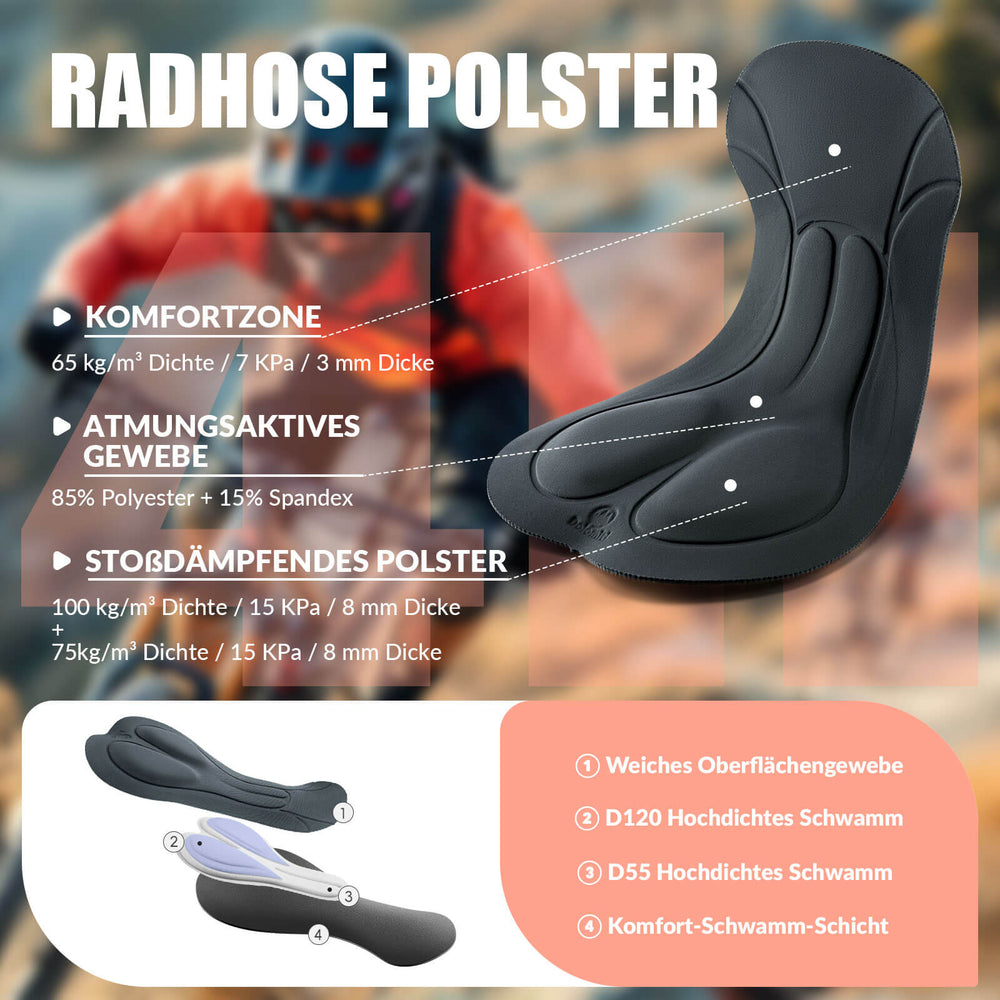 ROCKBROS TVI Trägerhose Fahrradhose Gepolstert Schnell Trocknende