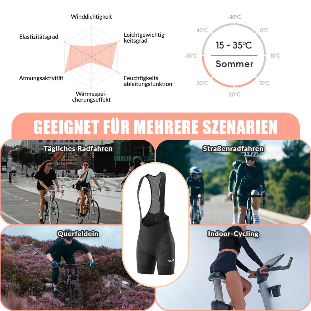 ROCKBROS TVI Trägerhose Fahrradhose Gepolstert Schnell Trocknende