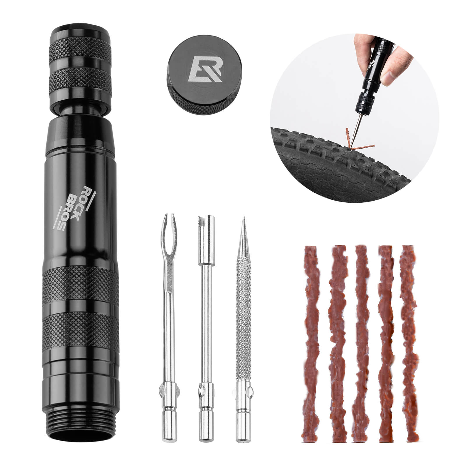 ROCKBROS Tubeless Reifenpannenset mit Gummistopfen Aluminiumgehäus Griff – ROCKBROS-DE