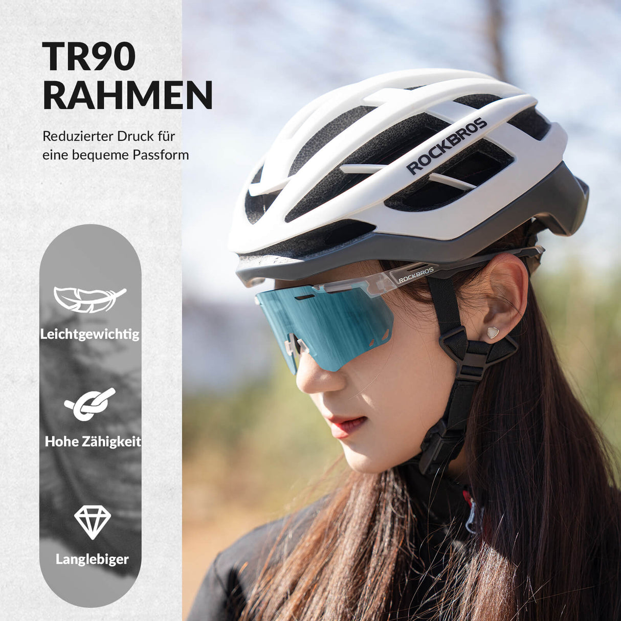 ROCKBROS Ultraleicht Fahrradbrille Selbsttönende Sonnenbrille mit UV400-Schutz