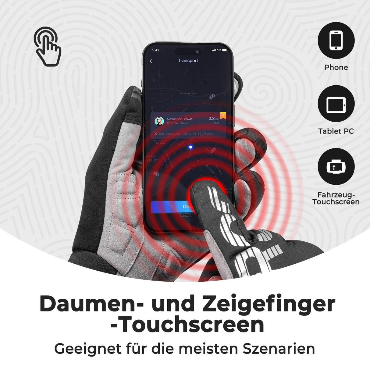 ROCKBROS Vollfinger Handschuhe Fahrradhandschuhe mit Touchscreenfunktion