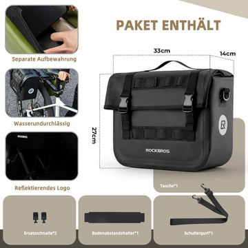 fahrrad xxl taschen ROCKBROS Wasserdicht Gepäckträgertasche mit Schultergurt hinten 15L – ROCKBROS-DE